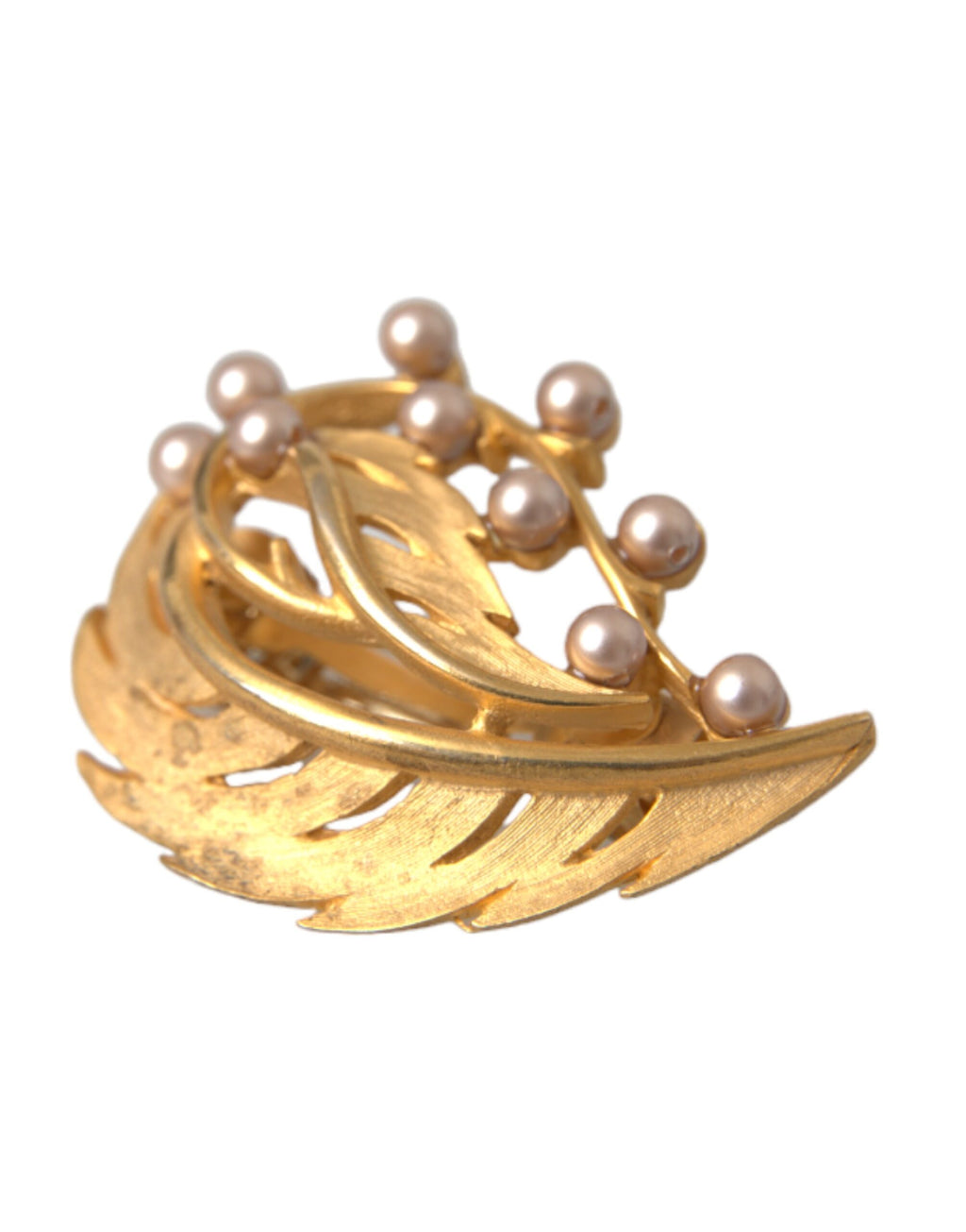 Dolce & Gabbana - Gold Brass Leaf Embellished Jewelry Brooch Hair Pin