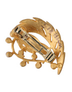 Dolce & Gabbana - Gold Brass Leaf Embellished Jewelry Brooch Hair Pin