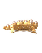 Dolce & Gabbana - Gold Brass Leaf Embellished Jewelry Brooch Hair Pin