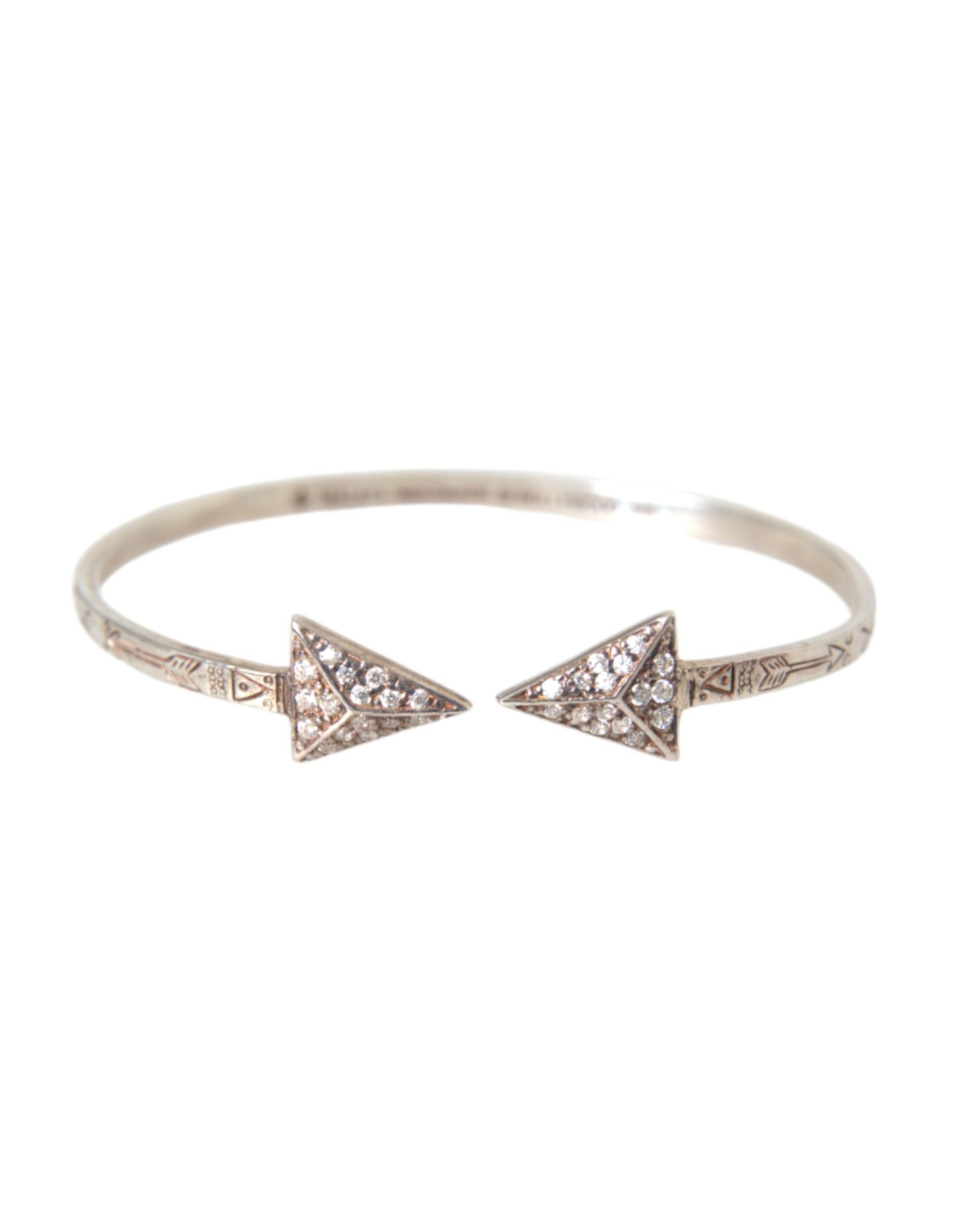 Nialaya - Arrow Crystal 925 Silver Bangle Bracelet Women