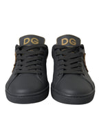 Dolce & Gabbana – Black Leather Heart Embellished Sneakers