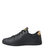 Dolce & Gabbana – Black Leather Heart Embellished Sneakers