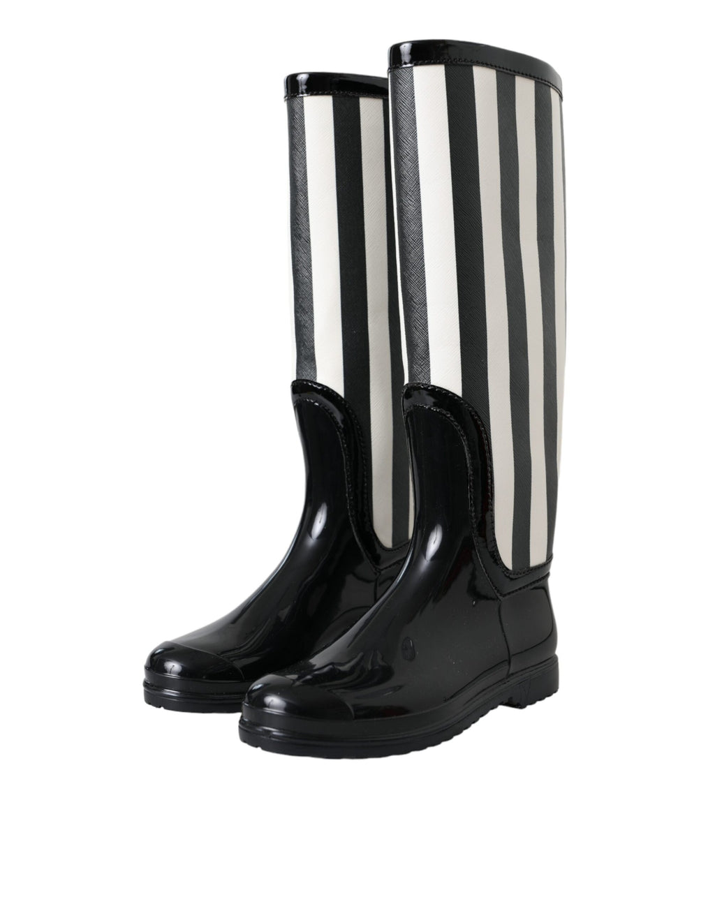 Dolce & Gabbana - Black Rubber Knee High Flat Boots Shoes