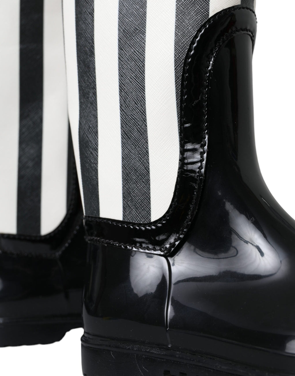 Dolce & Gabbana - Black Rubber Knee High Flat Boots Shoes
