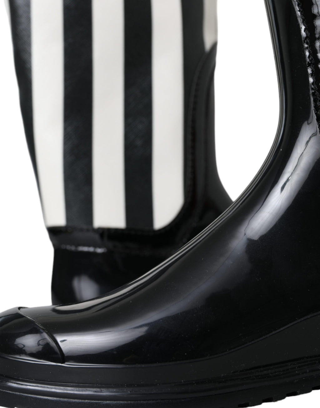 Dolce & Gabbana - Black Rubber Knee High Flat Boots Shoes