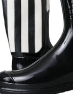 Dolce & Gabbana - Black Rubber Knee High Flat Boots Shoes