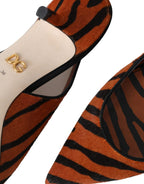 Dolce & Gabbana – Black Orange Zebra Pony Hair Slingbacks