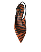 Dolce & Gabbana – Black Orange Zebra Pony Hair Slingbacks