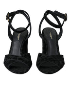 Dolce & Gabbana – Black Leopard Suede Block Heel Sandals