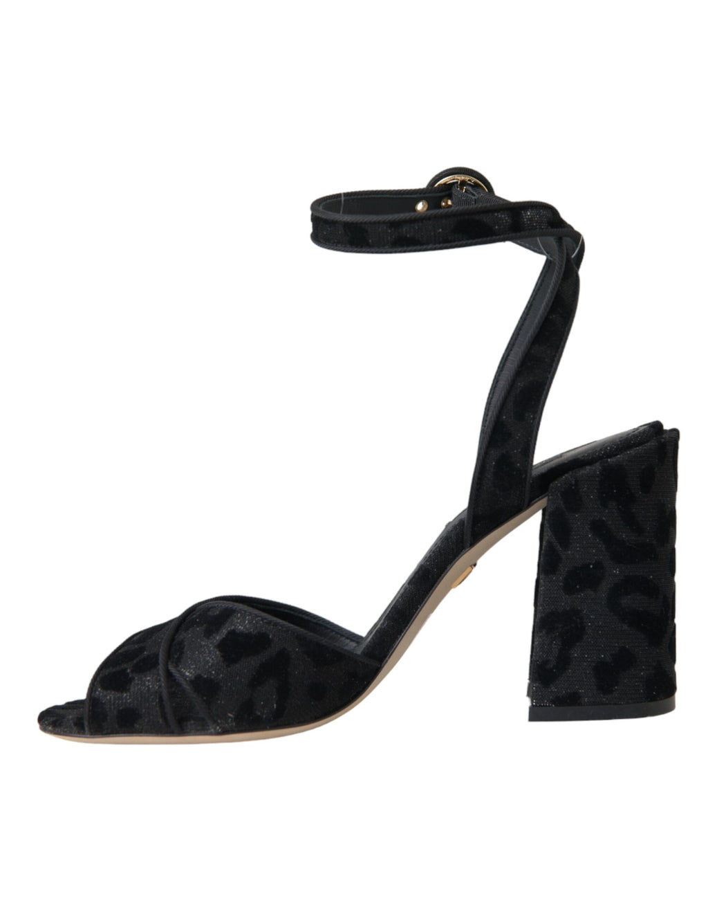 Dolce & Gabbana – Black Leopard Suede Block Heel Sandals