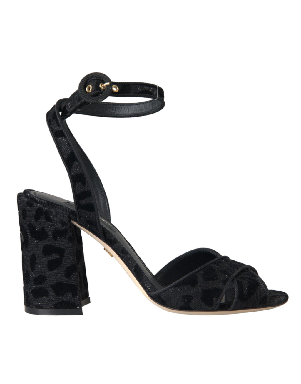 Dolce & Gabbana – Black Leopard Suede Block Heel Sandals