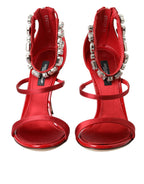 Dolce & Gabbana – Red Satin Keira Crystal Sandals