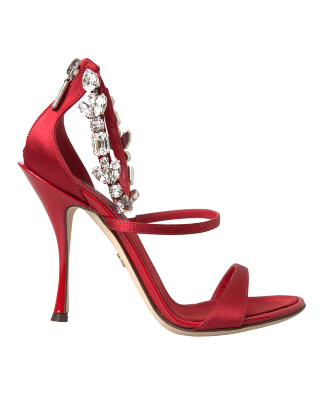 Dolce & Gabbana – Red Satin Keira Crystal Sandals