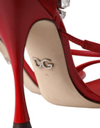 Dolce & Gabbana – Red Satin Keira Crystal Sandals