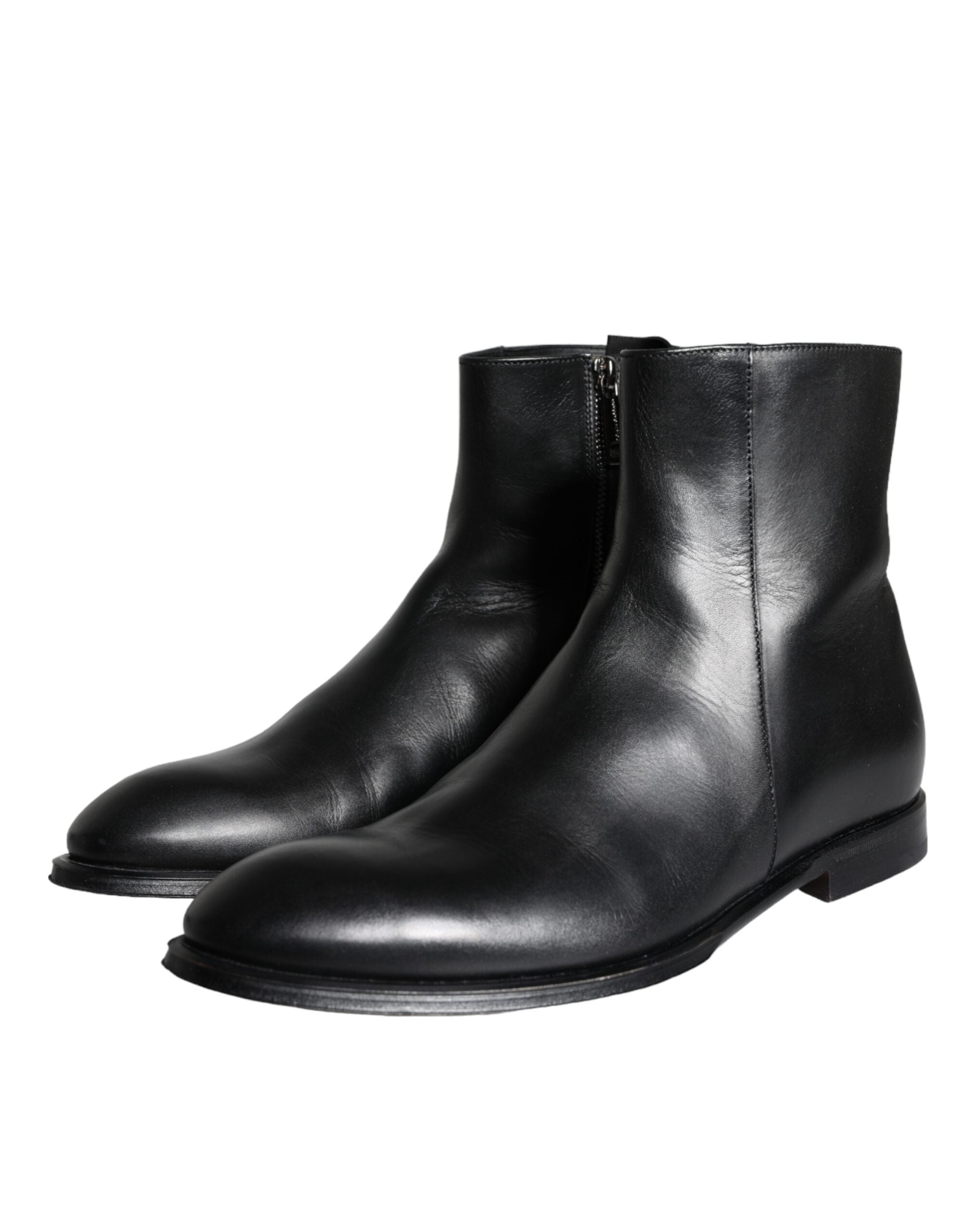 Dolce & Gabbana - Black Calf Leather Men Ankle Boots