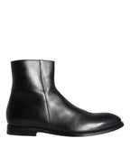 Dolce & Gabbana - Black Calf Leather Men Ankle Boots