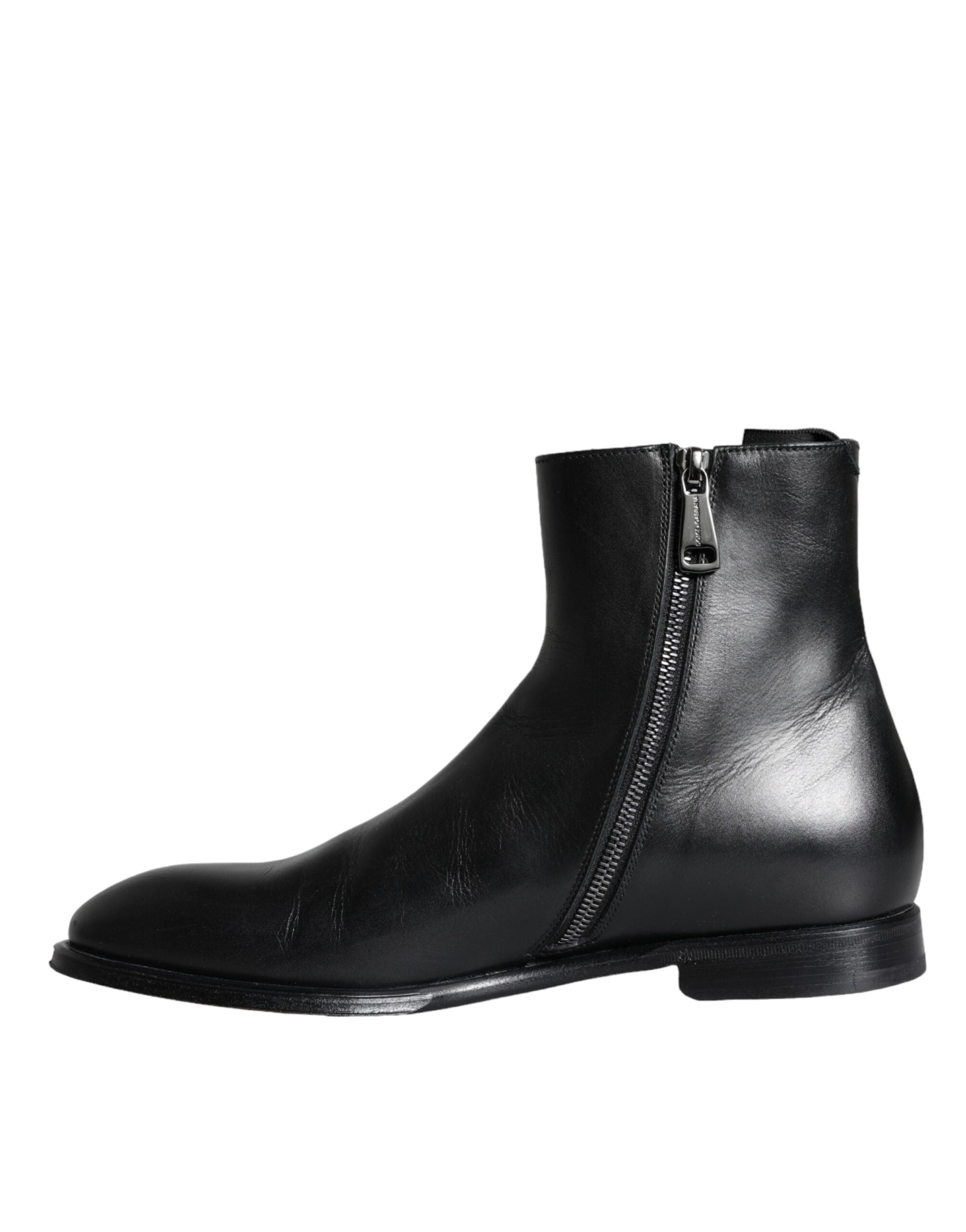 Dolce & Gabbana - Black Calf Leather Men Ankle Boots