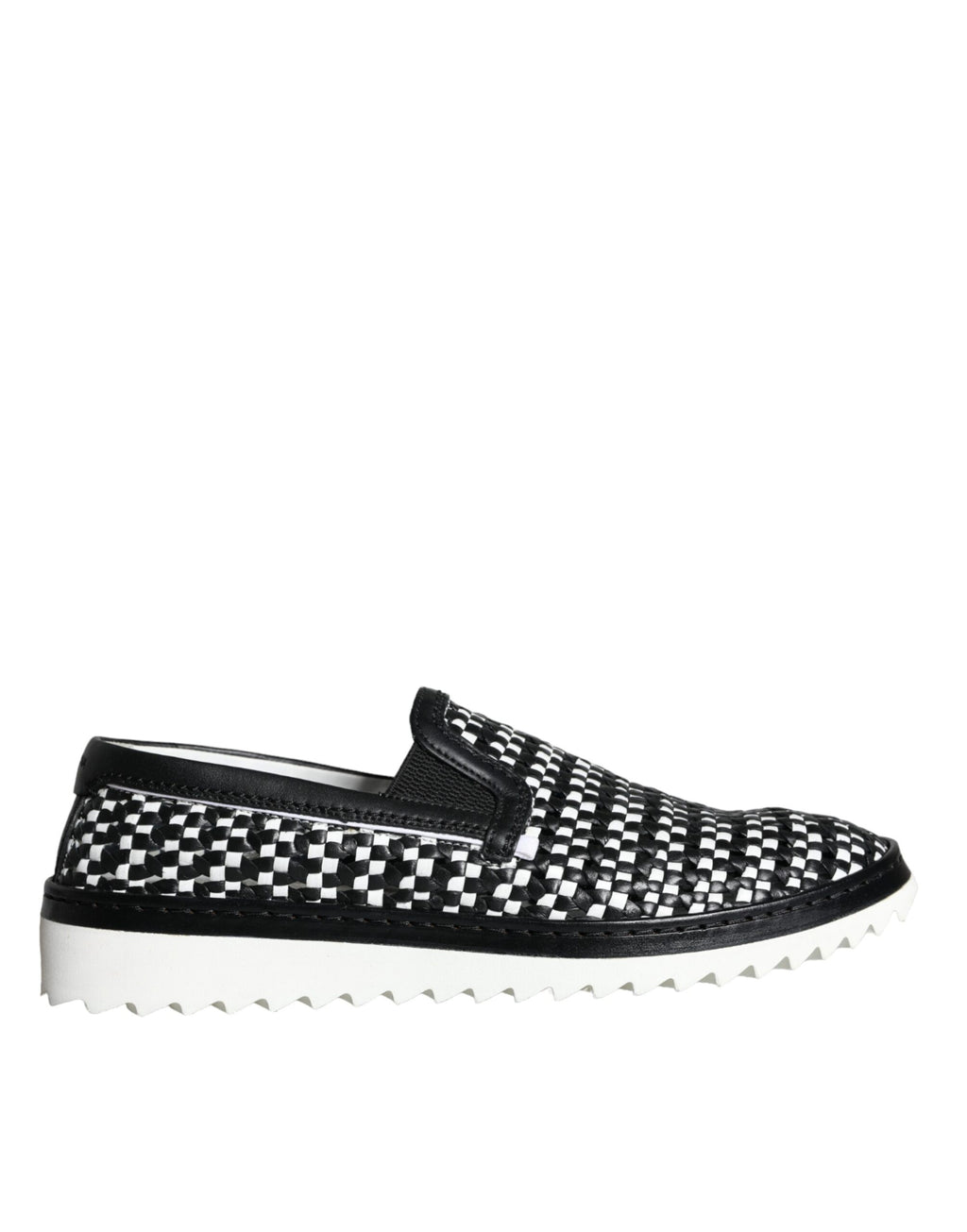 Dolce & Gabbana - Black White Weaved Slip On Men Loafers