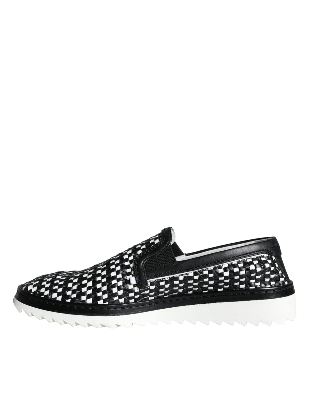 Dolce & Gabbana - Black White Weaved Slip On Men Loafers