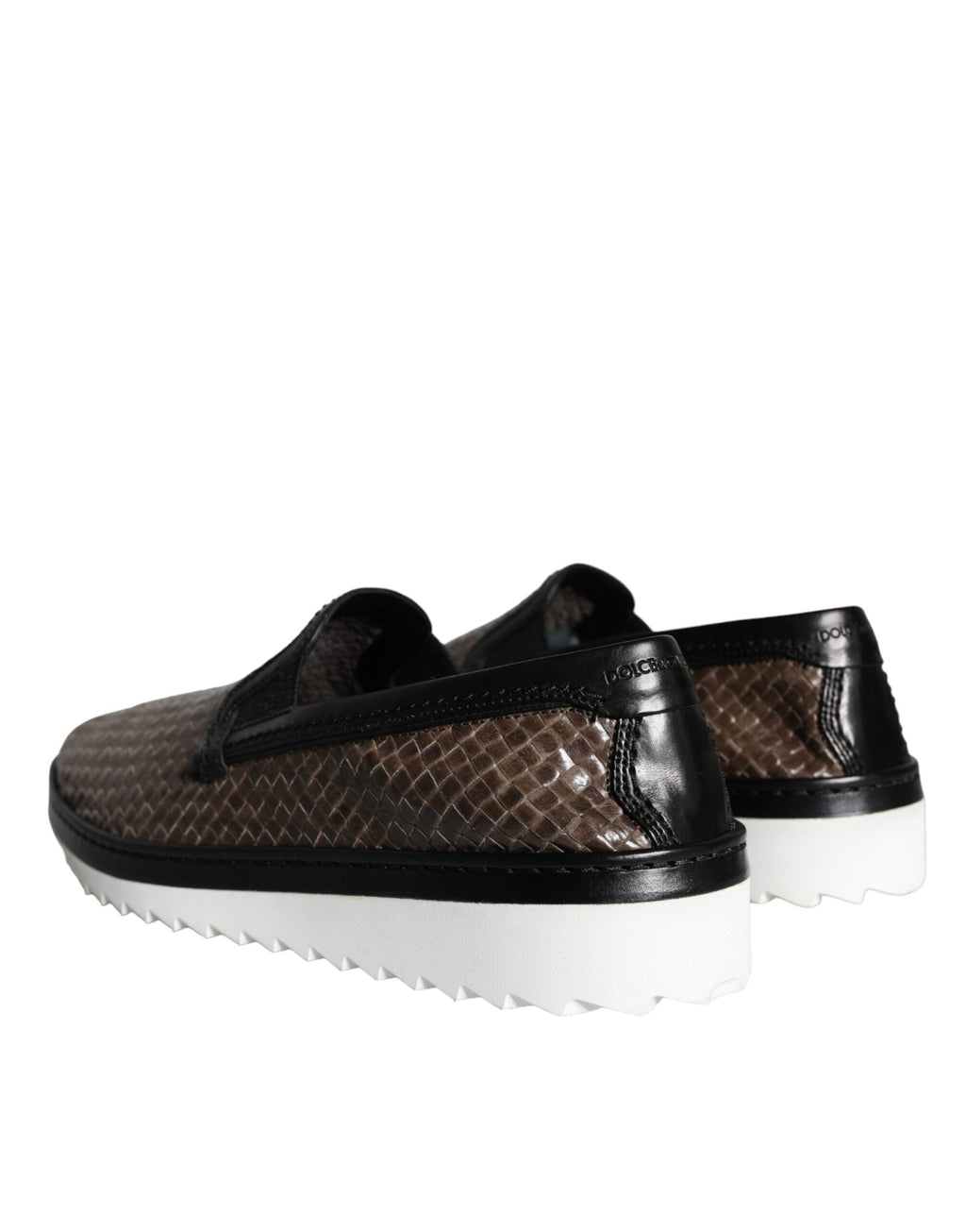 Dolce & Gabbana - Brown Black Leather Weaved Men Loafers