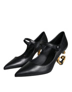Dolce & Gabbana – Black Leather Logo Heel Mary Jane Pumps