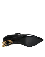 Dolce & Gabbana – Black Leather Logo Heel Mary Jane Pumps