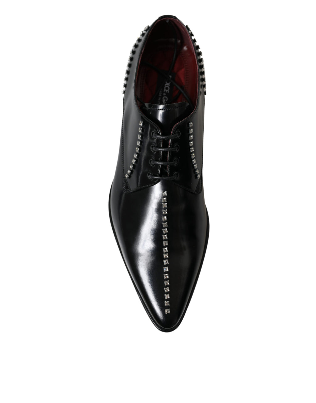 Dolce & Gabbana – Black Crystal Leather Derby Formal Shoes