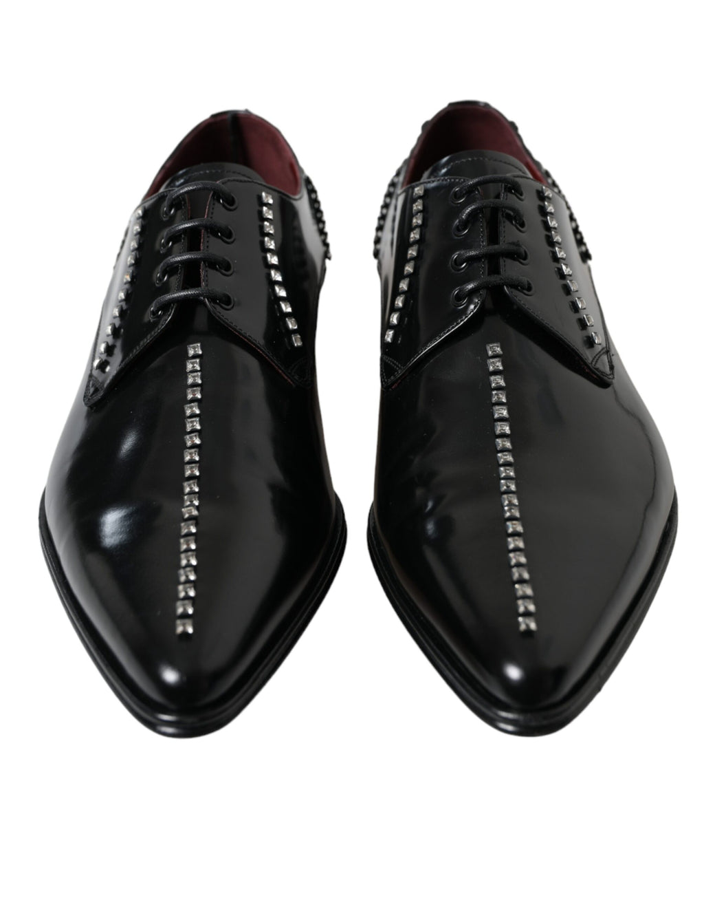 Dolce & Gabbana – Black Crystal Leather Derby Formal Shoes