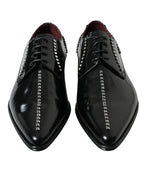 Dolce & Gabbana – Black Crystal Leather Derby Formal Shoes