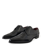 Dolce & Gabbana – Black Crystal Leather Derby Formal Shoes
