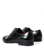 Dolce & Gabbana – Black Crystal Leather Derby Formal Shoes