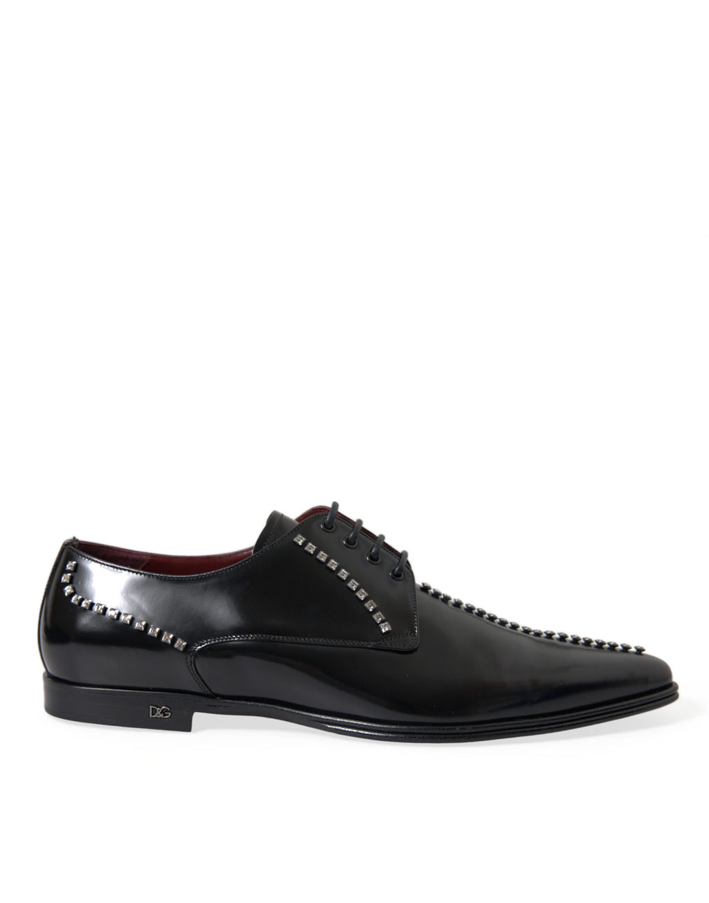 Dolce & Gabbana – Black Crystal Leather Derby Formal Shoes