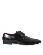 Dolce & Gabbana – Black Crystal Leather Derby Formal Shoes