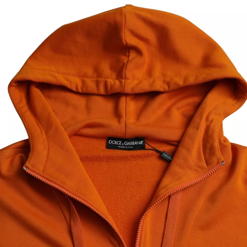 Dolce & Gabbana - Orange Hooded Pullover Sweatshirt Sweater