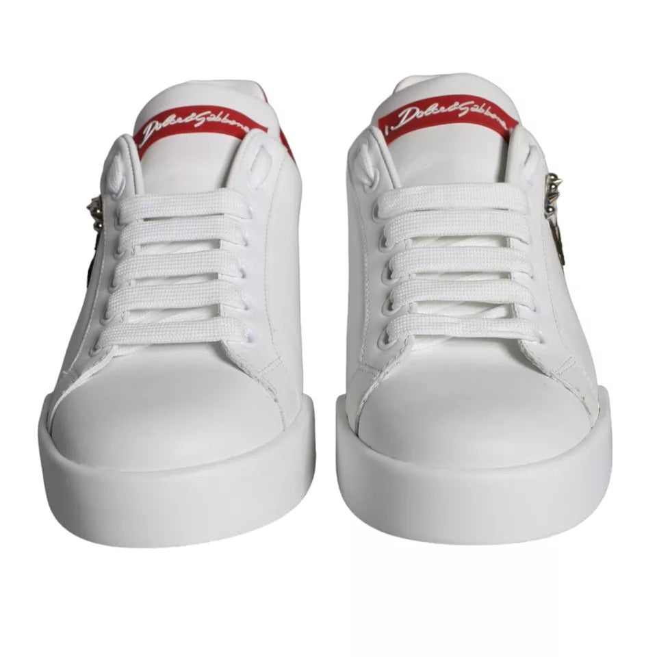 Dolce & Gabbana – White & Red Patch Portofino Sneakers