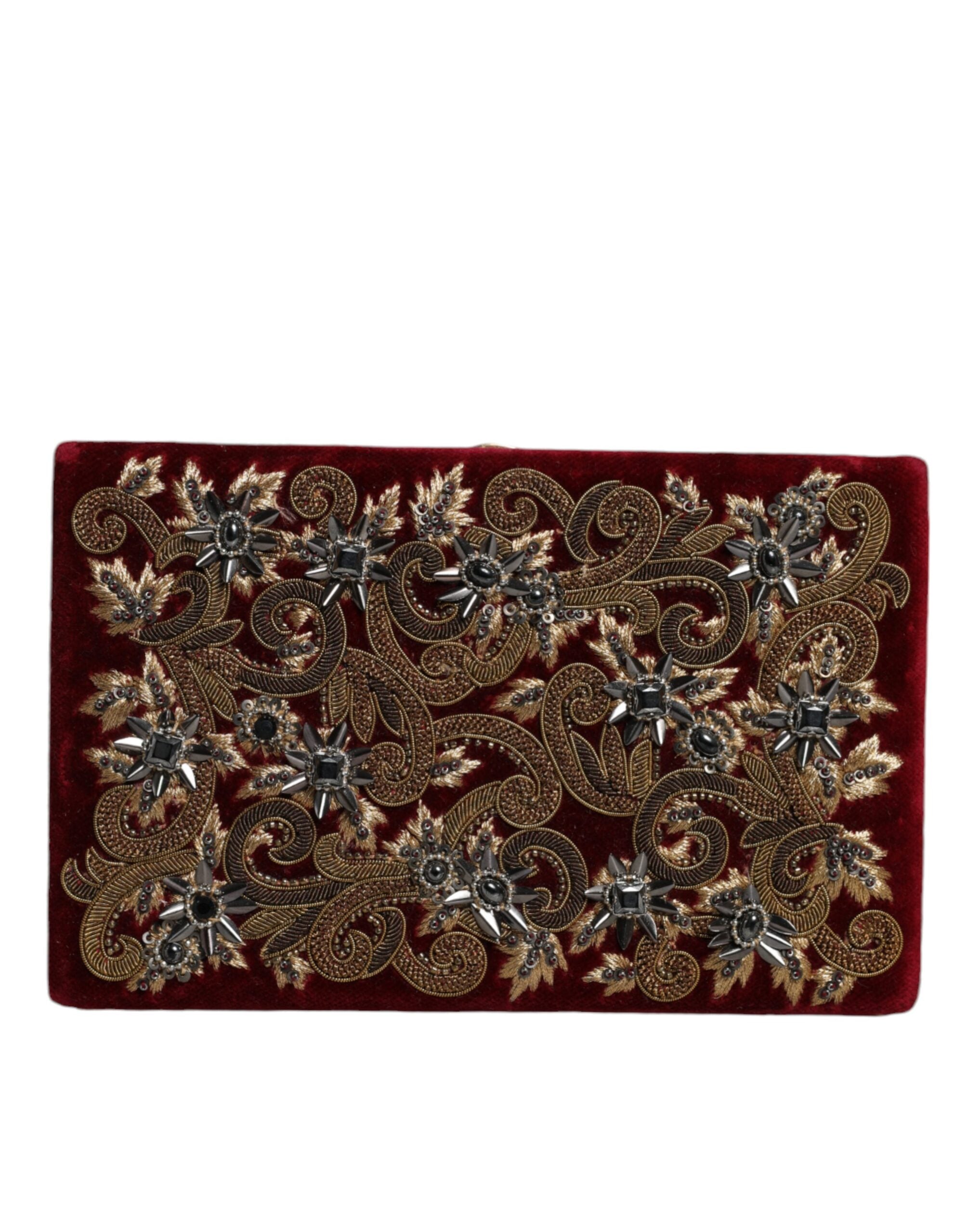 Dolce & Gabbana – Embellished Mini Clutch in Red Velvet