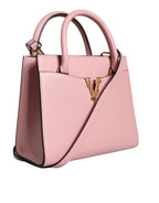 Versace - Pink Small Top Handle Grainy Calf Leather Crossbody Bag