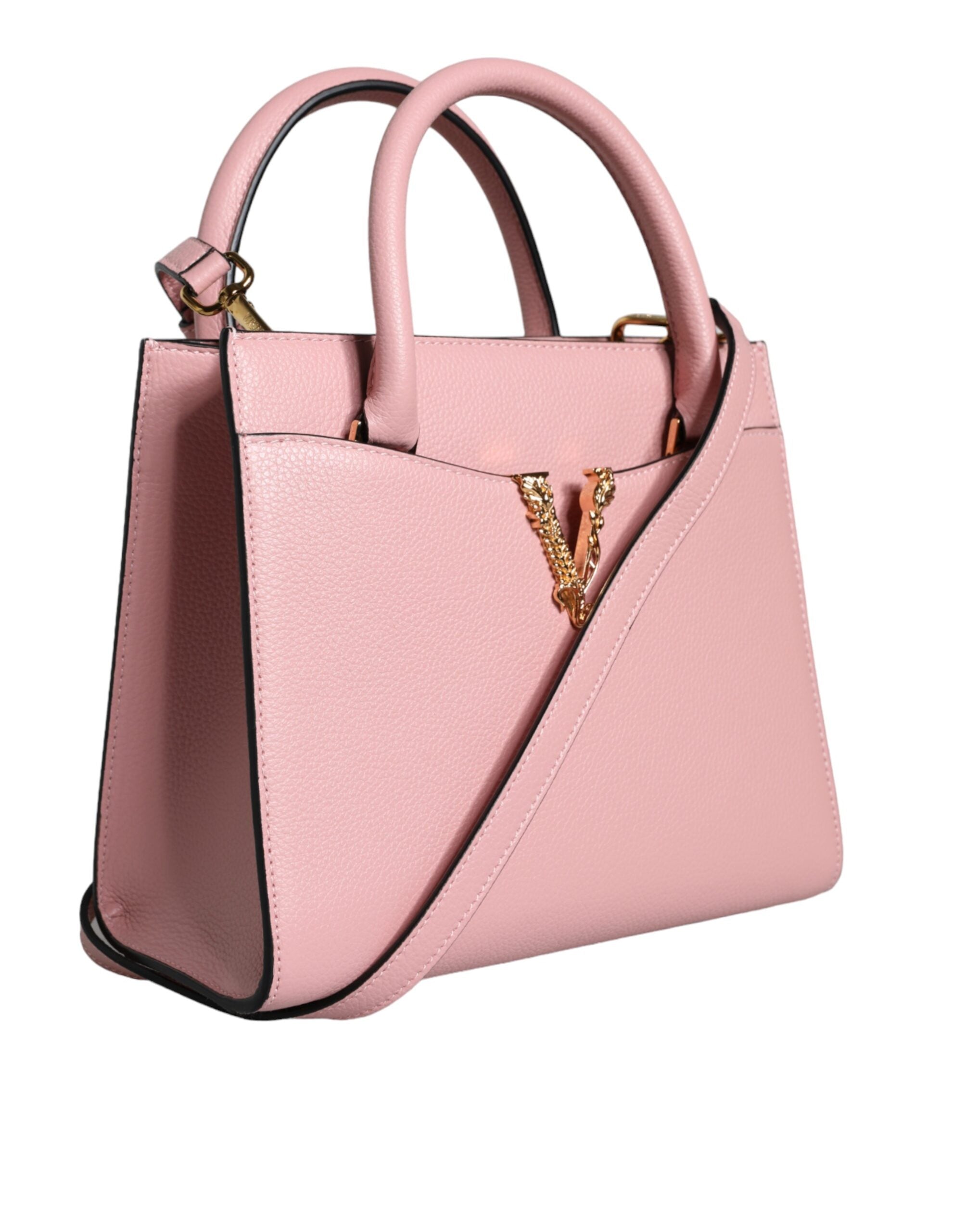 Versace - Pink Small Top Handle Grainy Calf Leather Crossbody Bag