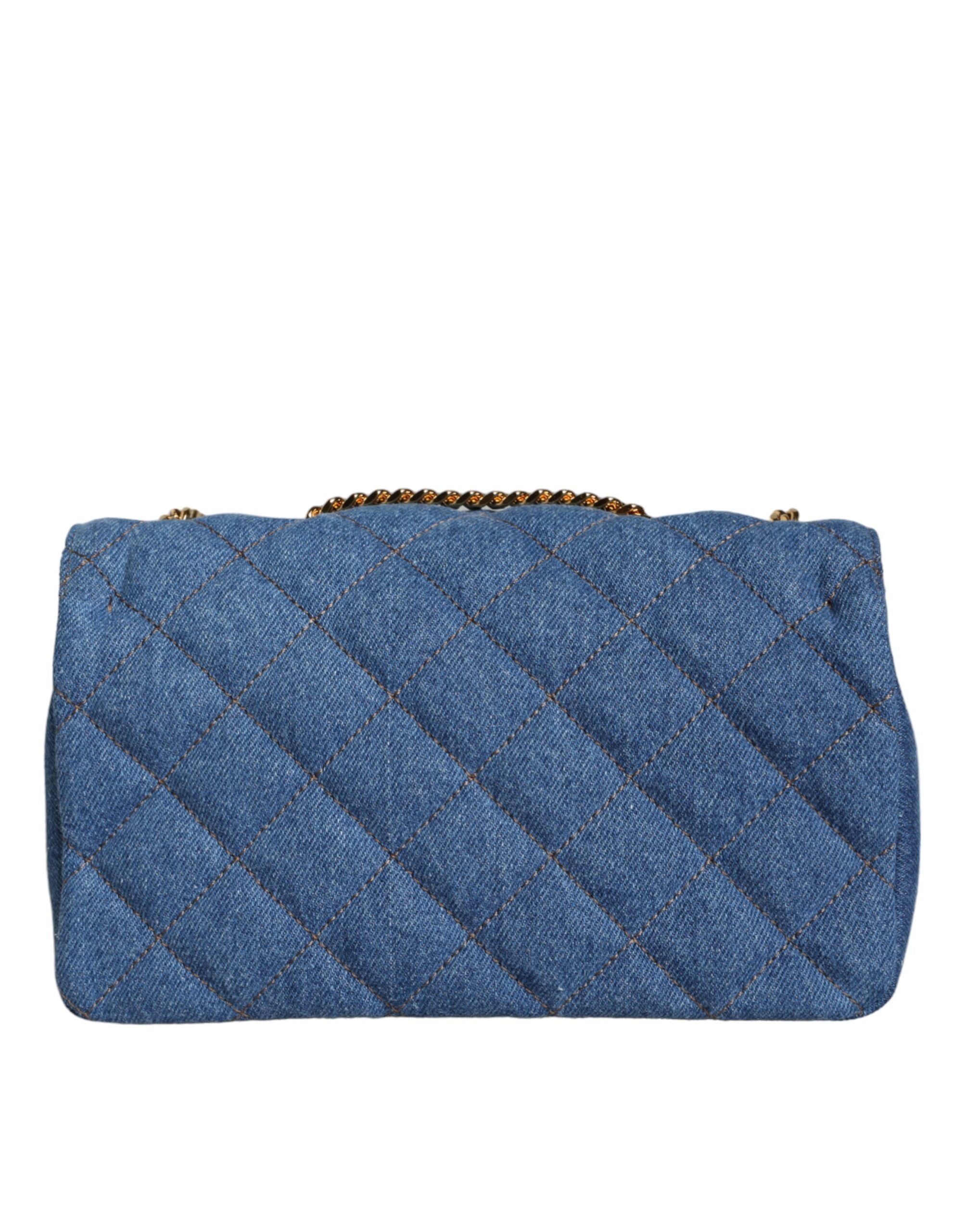 Versace – Blue Quilted Denim Crossbody Bag