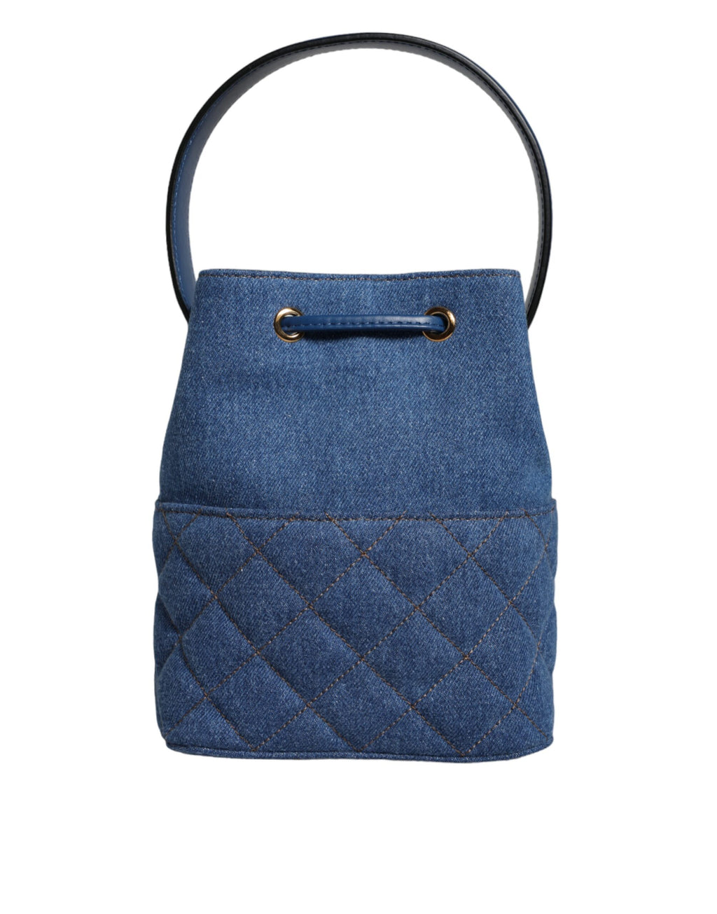 Versace - Blue Quilted Denim Leather Crossbody Shoulder Bag