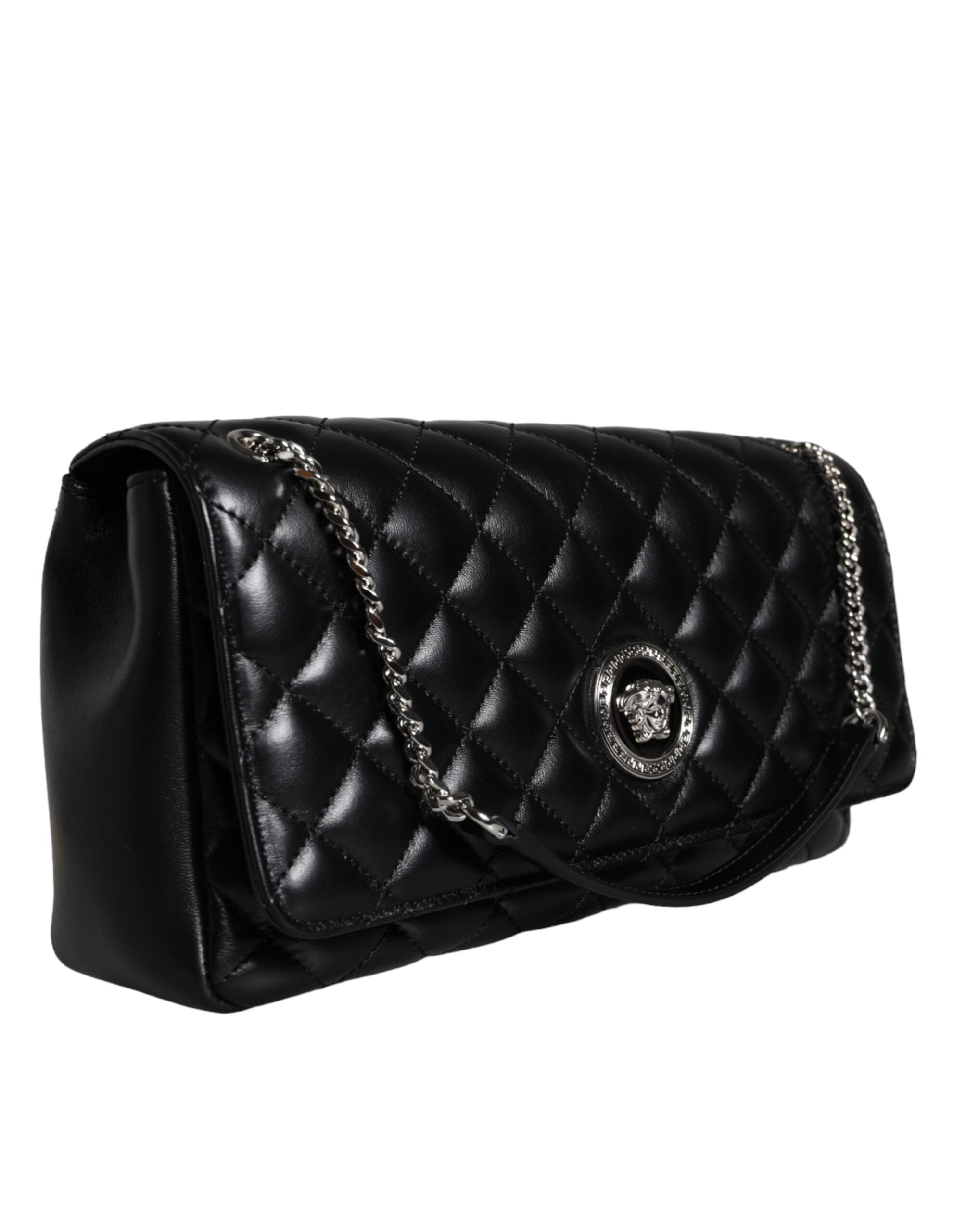 Versace – Black Quilted Lambskin Crossbody Bag