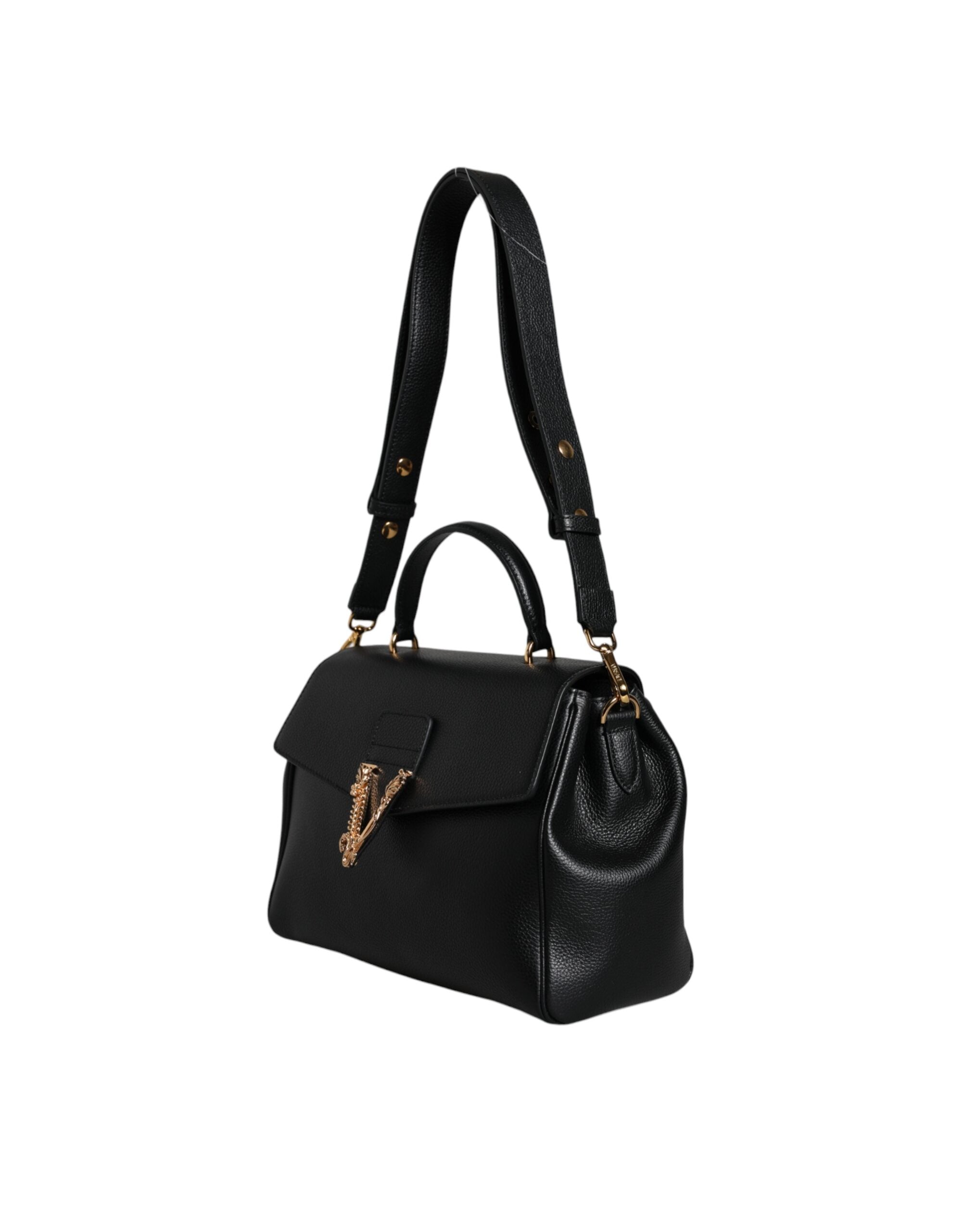 Versace – Black Grainy Calfskin Crossbody Bag
