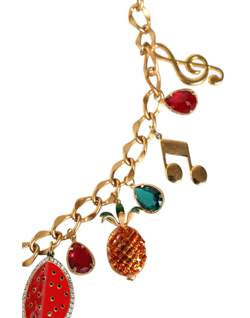 Dolce & Gabbana - Gold Tone Brass Fruity Crystal Embellished Waist Chain Belt