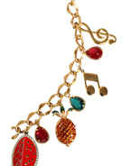 Dolce & Gabbana - Gold Tone Brass Fruity Crystal Embellished Waist Chain Belt