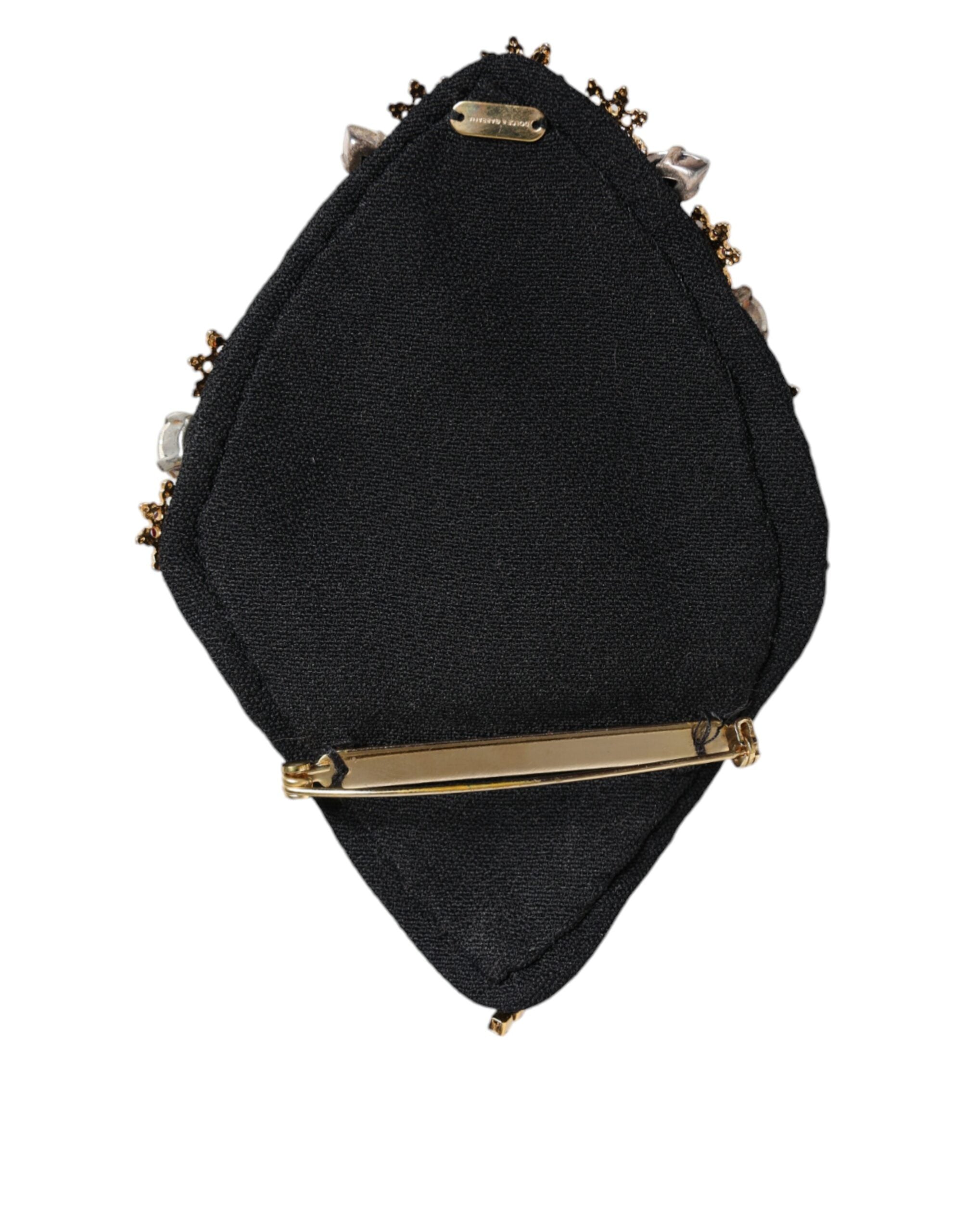 Dolce & Gabbana - Gold Tone Brass Sacred Heart Crystal Embellished Brooch