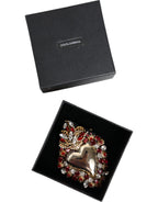Dolce & Gabbana - Gold Tone Brass Sacred Heart Crystal Embellished Brooch