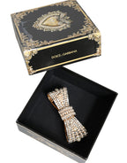 Dolce & Gabbana - Gold Tone Brass Bow Crystal FauxPearl Embellished Brooch