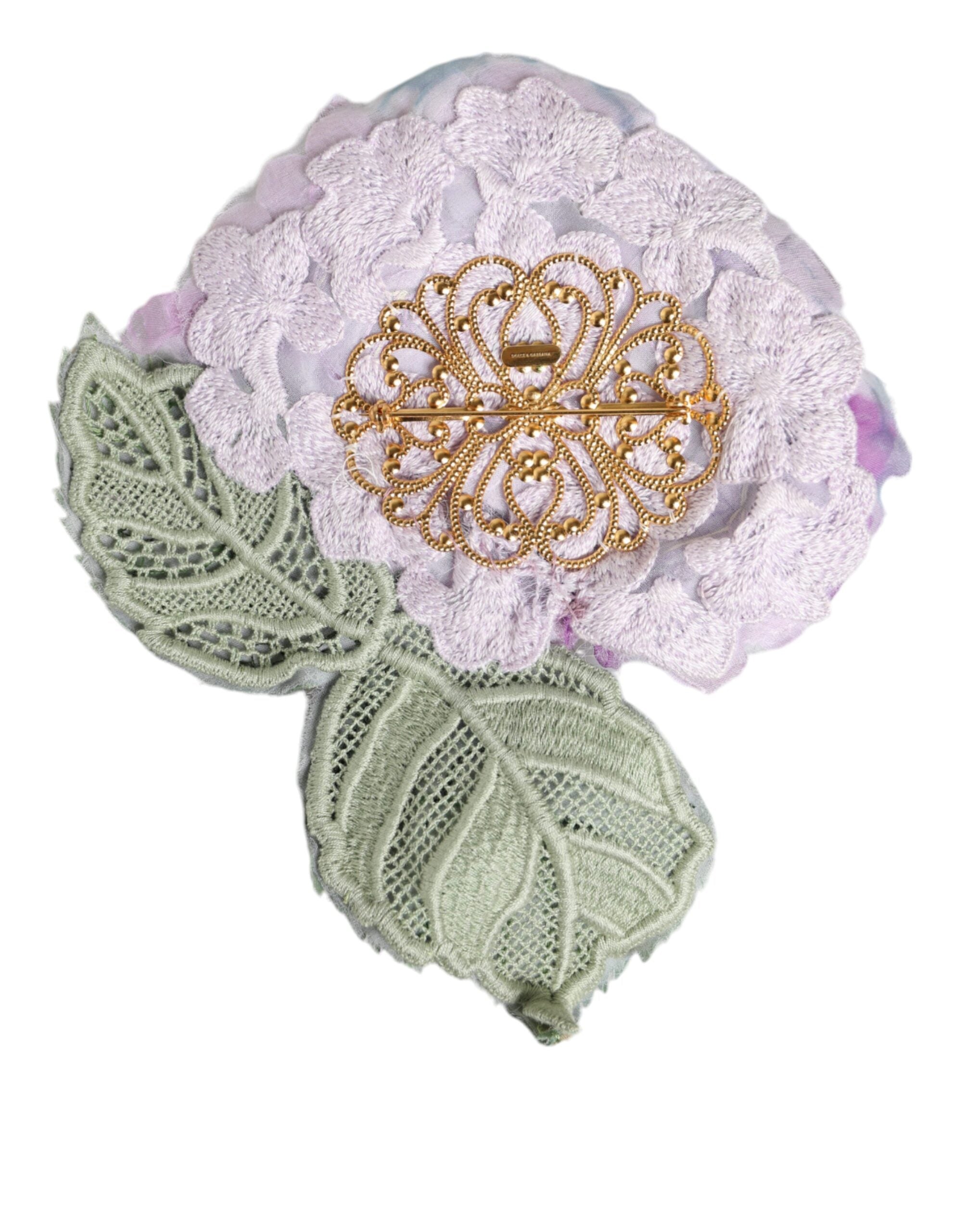 Dolce & Gabbana - Multicolor Hydrangea Gold Brass Pin Brooch