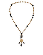 Dolce & Gabbana - Gold Chain Brass Black Beaded Rosary Style Necklace