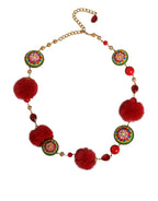 Dolce & Gabbana - Gold Brass Red Fur Crystal Waist Torero Belt